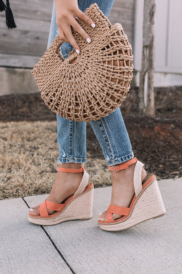 The Syra Espadrille Wedge In Peach