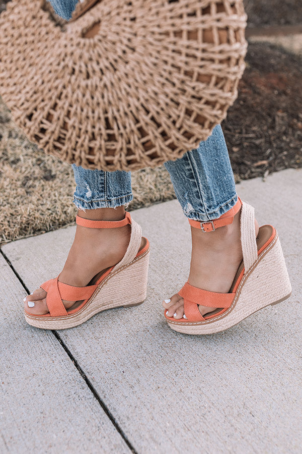 The Syra Espadrille Wedge In Peach