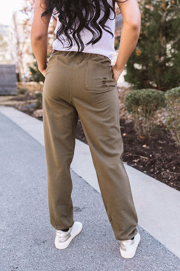 The Pike High Waist Distressed Joggers In Olive