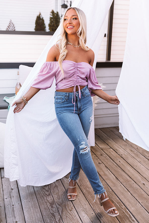 Time To Party Crop Top In Blush