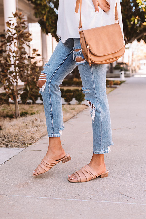 The Chrissi Faux Leather Sandal In Tan