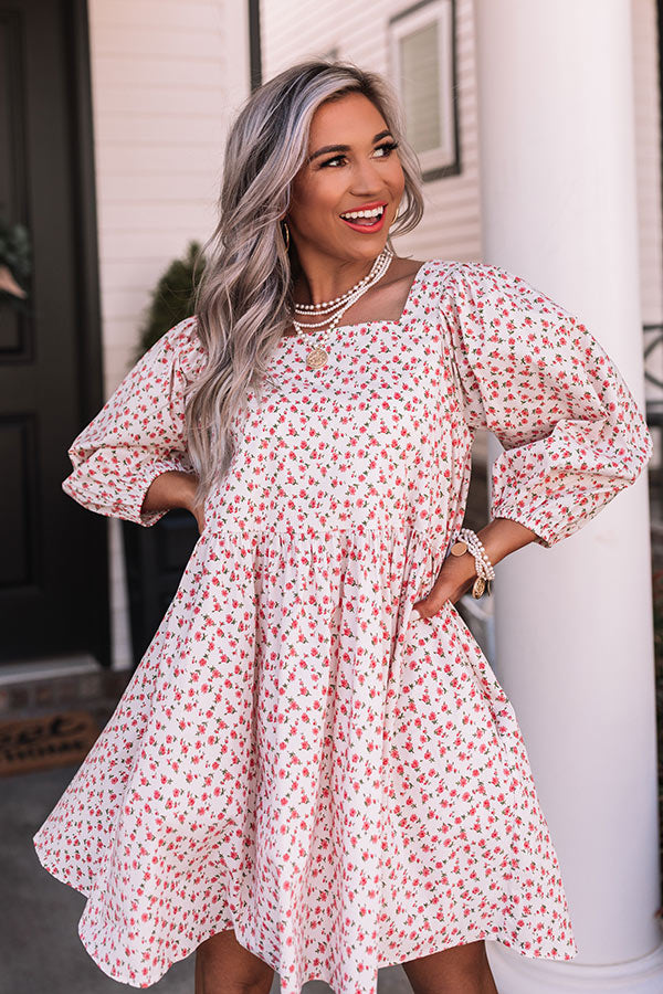Market Flowers Shift Dress In Pink
