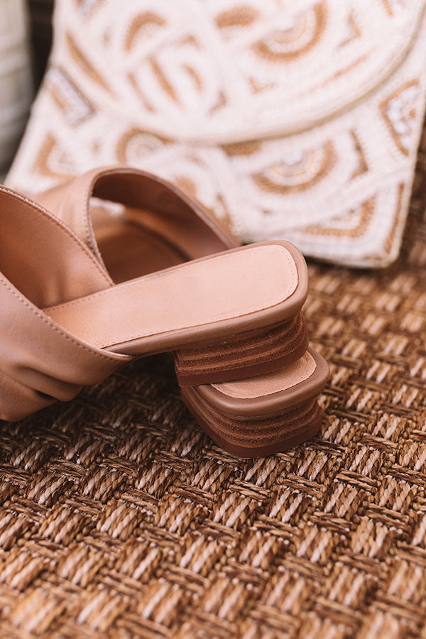 The Chrissi Faux Leather Sandal In Mocha