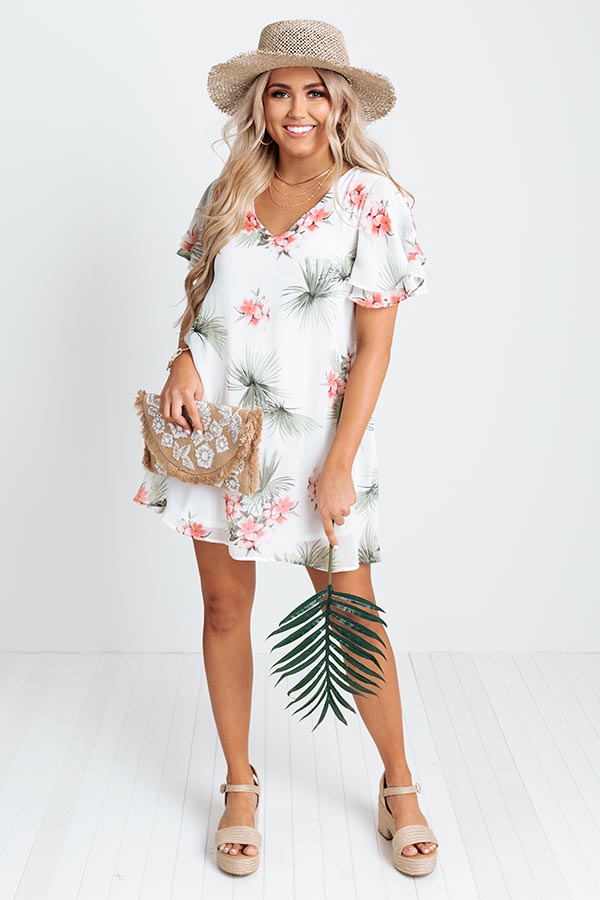 Haute Tropics Shift Dress in White