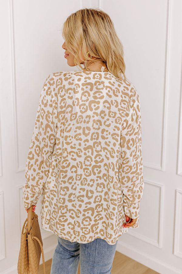 Great Minds Think Alike Leopard Cardigan in Khaki Curves