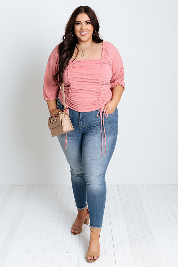 Writing Lyrics Ruched Top in Blush Curves
