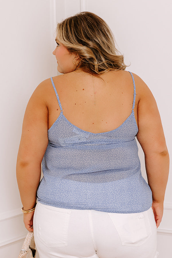 Private Jet Date Polka Dot Tank in Airy Blue Curves