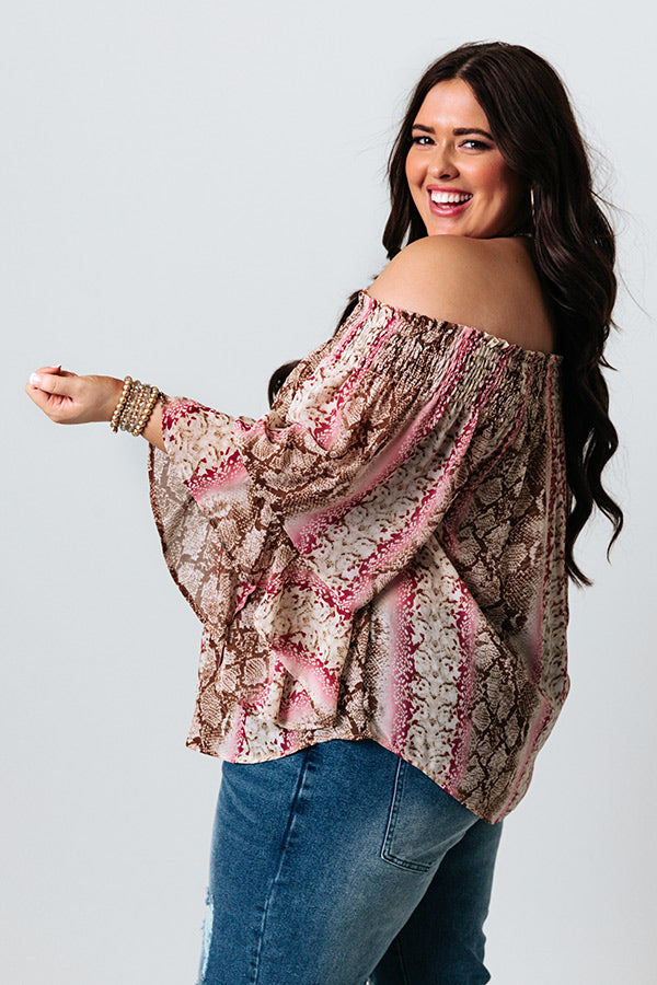 Madly In Love Snake Print Shift Top In Sangria Curves
