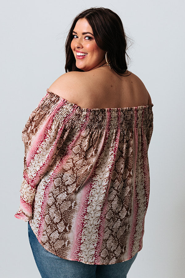 Madly In Love Snake Print Shift Top In Sangria Curves