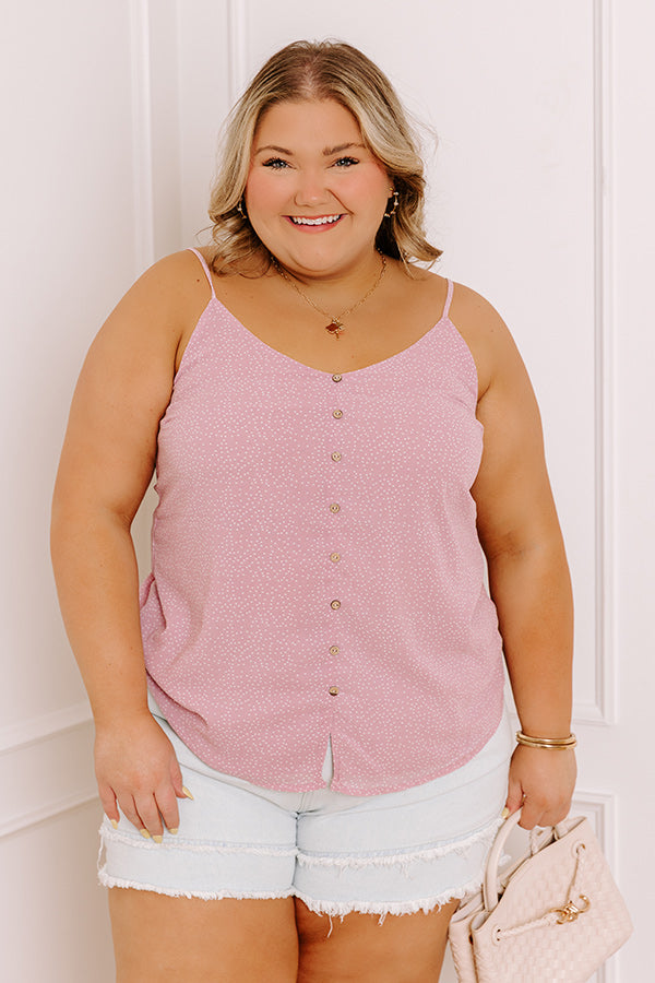 Private Jet Date Polka Dot Tank in Dusty Purple Curves