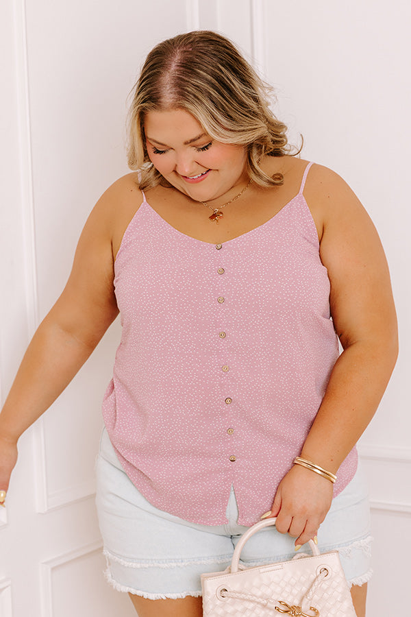 Private Jet Date Polka Dot Tank in Dusty Purple Curves