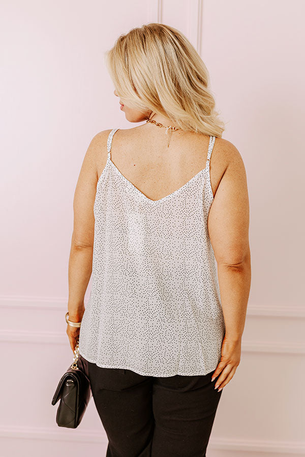 Private Jet Date Polka Dot Tank in White Curves