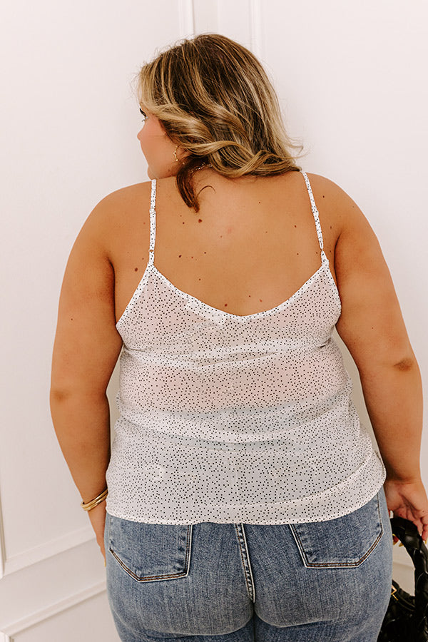 Private Jet Date Polka Dot Tank in White Curves