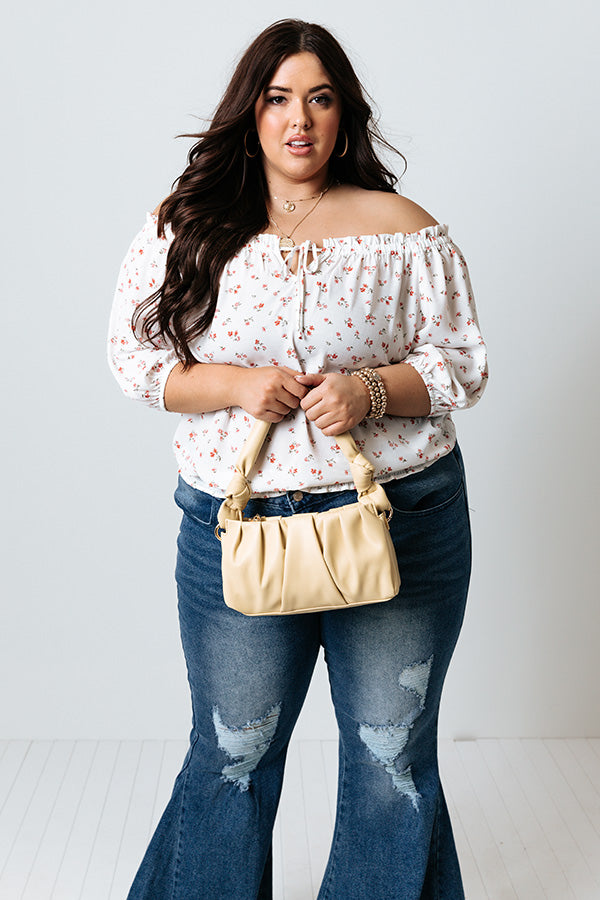Oakcrest Off Shoulder Floral Top in White Curves
