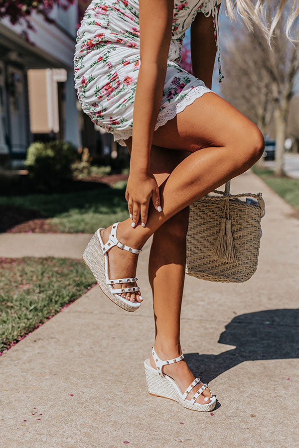 The Desperado Studded Wedge In White