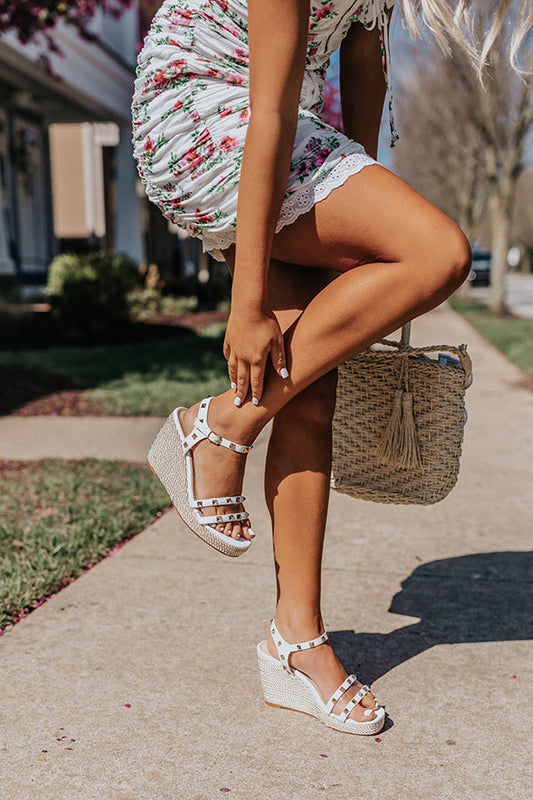 The Desperado Studded Wedge In White