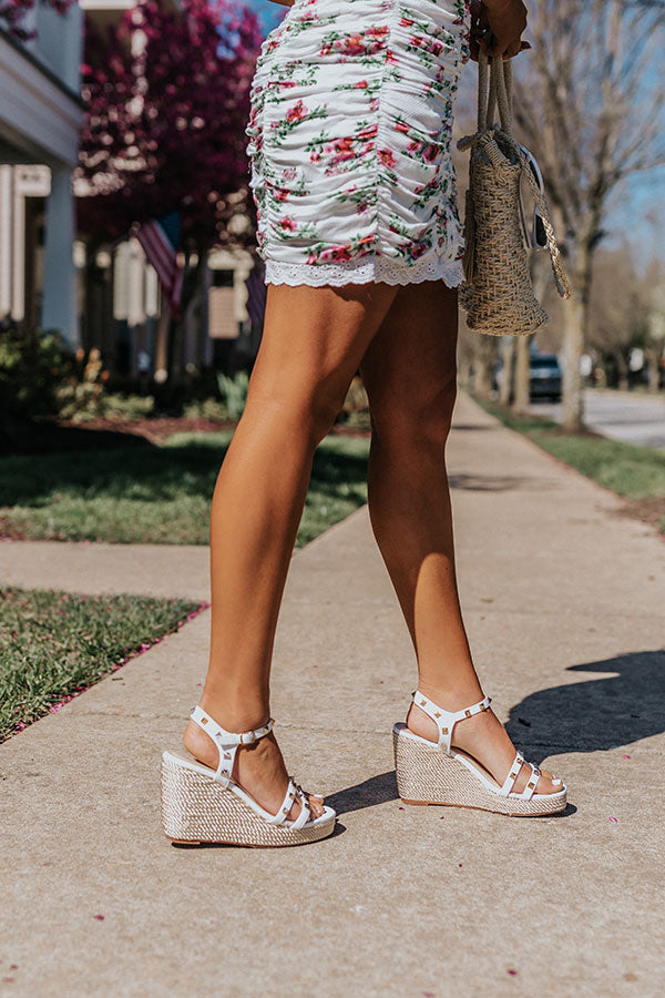 The Desperado Studded Wedge In White