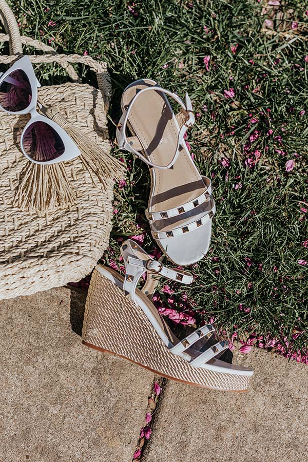 The Desperado Studded Wedge In White