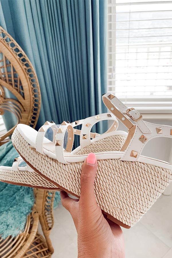 The Desperado Studded Wedge In Stone