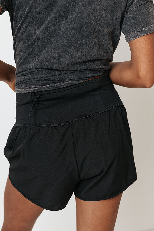 Finish Line High Waist Shorts In Black