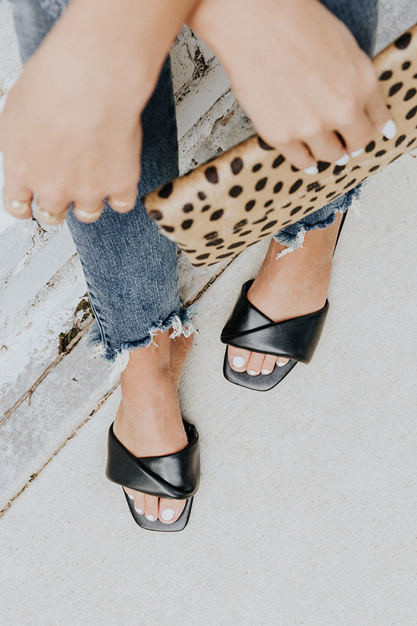 The Sequoia Faux Leather Sandal In Black