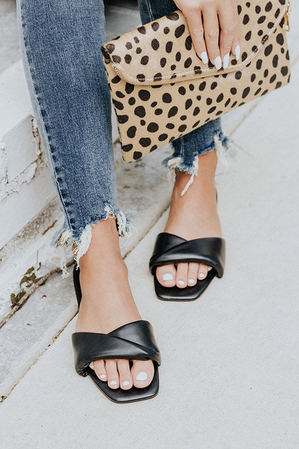 The Sequoia Faux Leather Sandal In Black