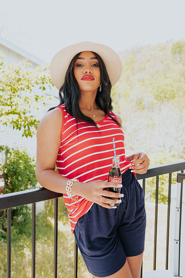 Sweeter In Stripes Shift Tank In Red