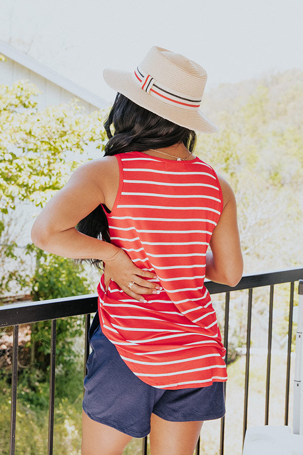 Sweeter In Stripes Shift Tank In Red