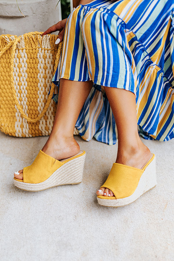 The Mariposa Faux Suede Wedge In Mustard