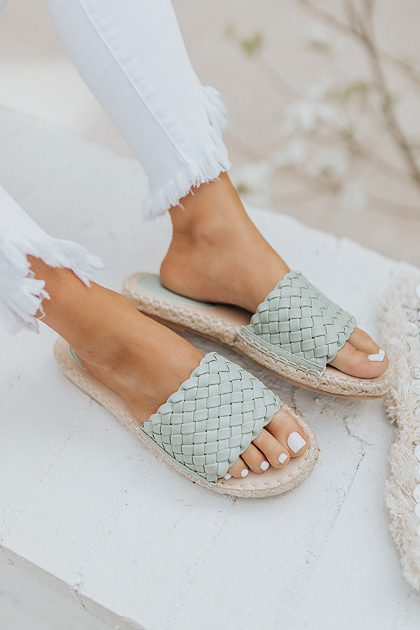 The Amias Faux Leather Woven Sandal In Pear