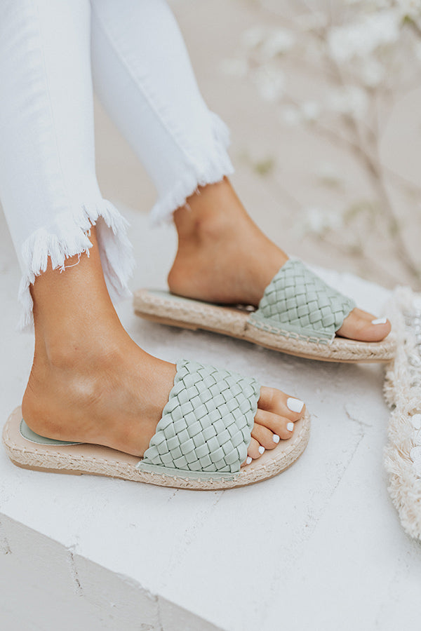 The Amias Faux Leather Woven Sandal In Pear