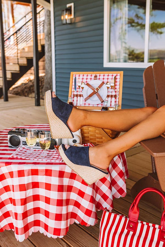 The Mariposa Faux Suede Wedge In Navy