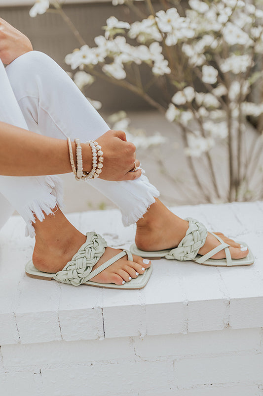 The Venice Faux Leather Sandal In Pear