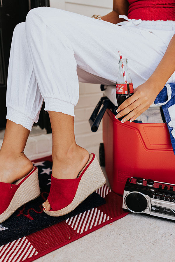 The Mariposa Faux Suede Wedge In Red