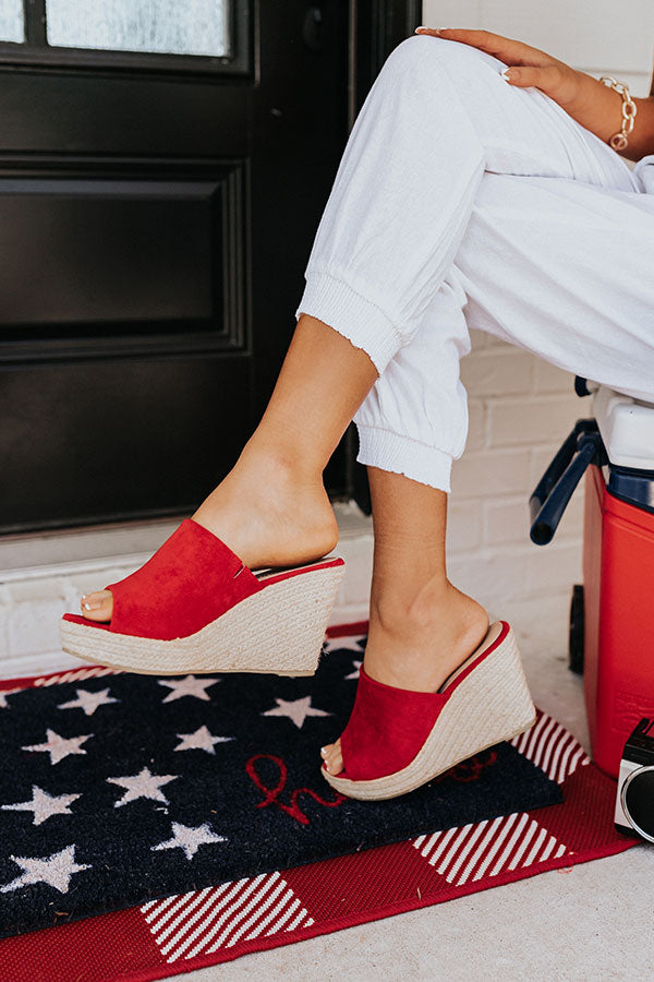 The Mariposa Faux Suede Wedge In Red