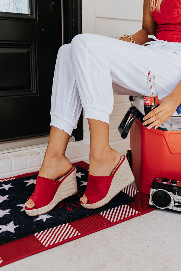 The Mariposa Faux Suede Wedge In Red