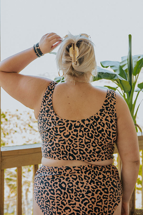 Resort Vibes Leopard Bikini Crop Top Curves