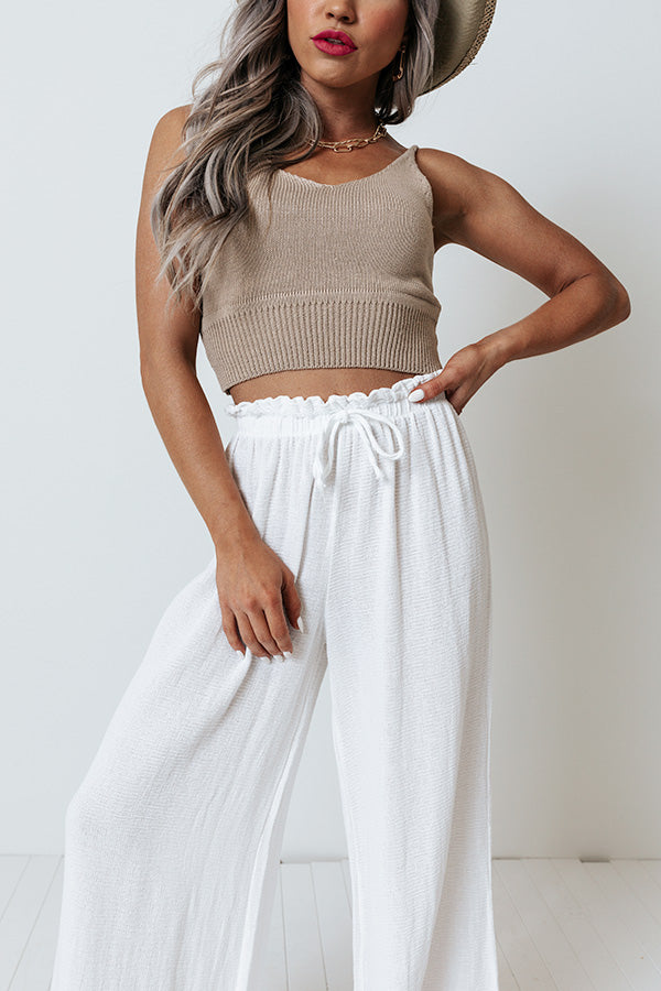 The Banks High Waist Linen-Blend Pants In White