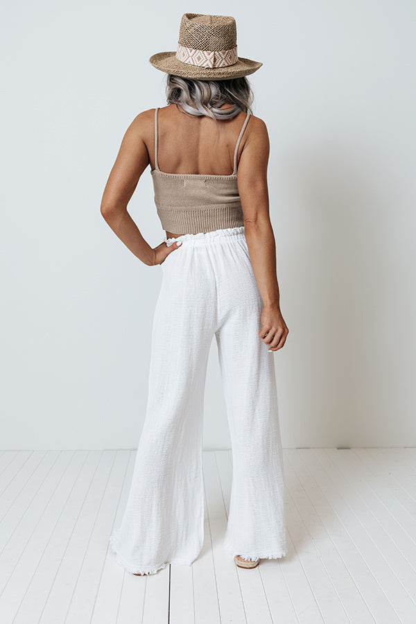 The Banks High Waist Linen-Blend Pants In White