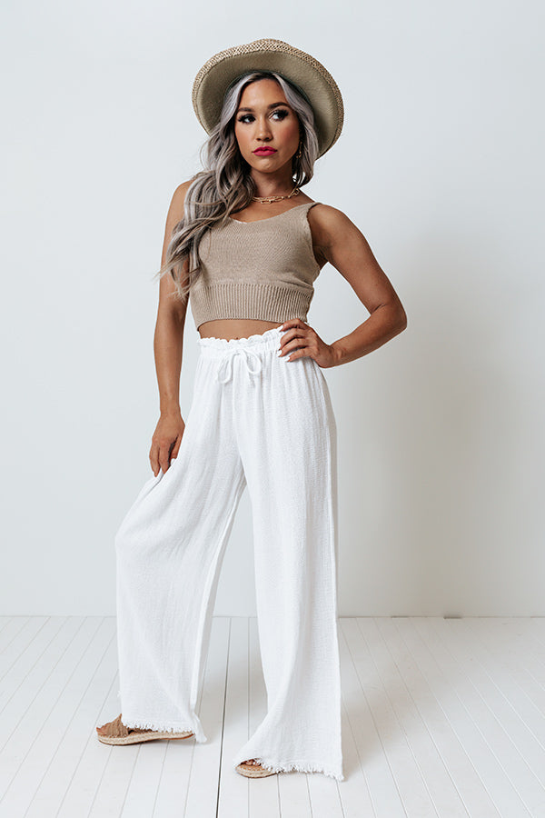 The Banks High Waist Linen-Blend Pants In White