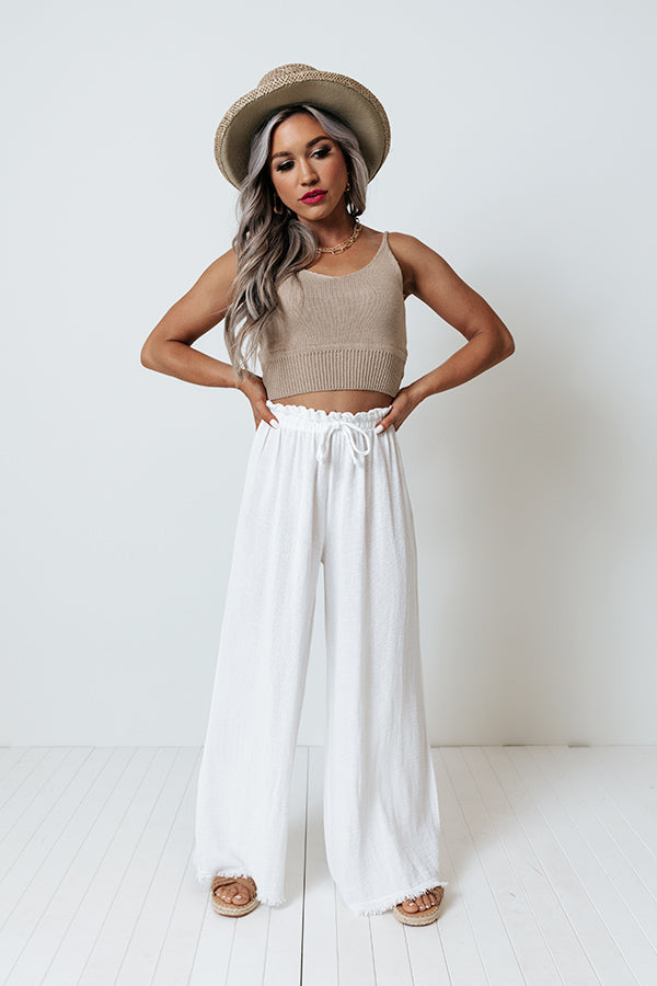 The Banks High Waist Linen-Blend Pants In White