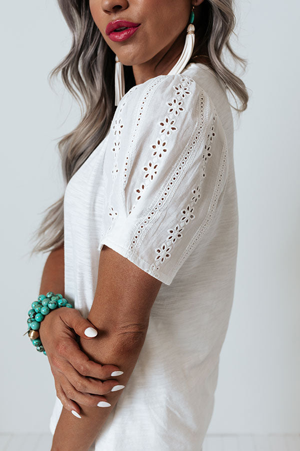 Upper West Side Story Eyelet Top In White