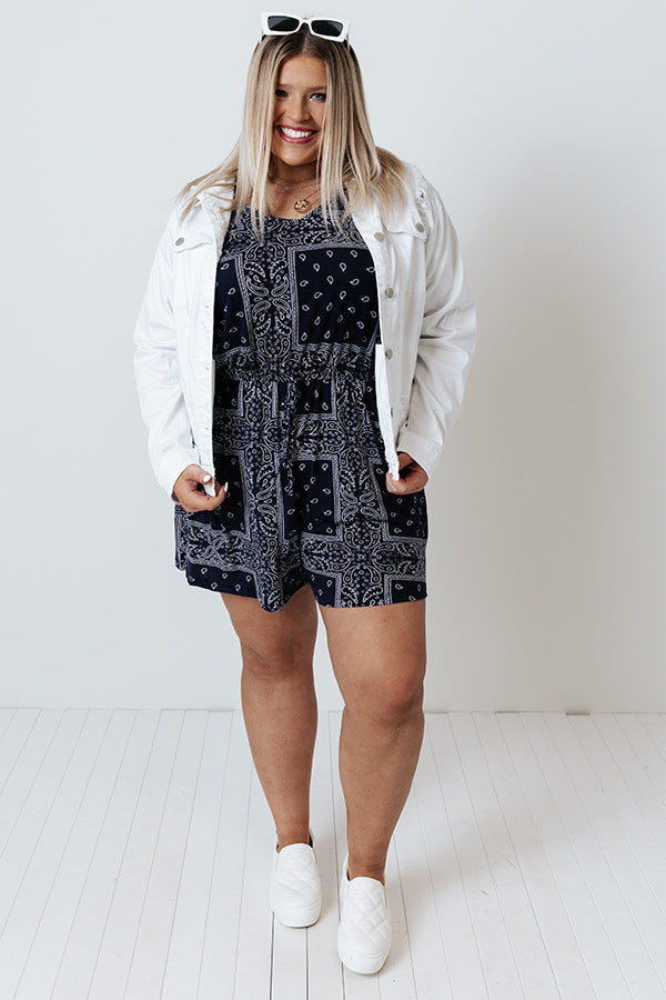 Fireworks By The Pier Paisley Romper Curves