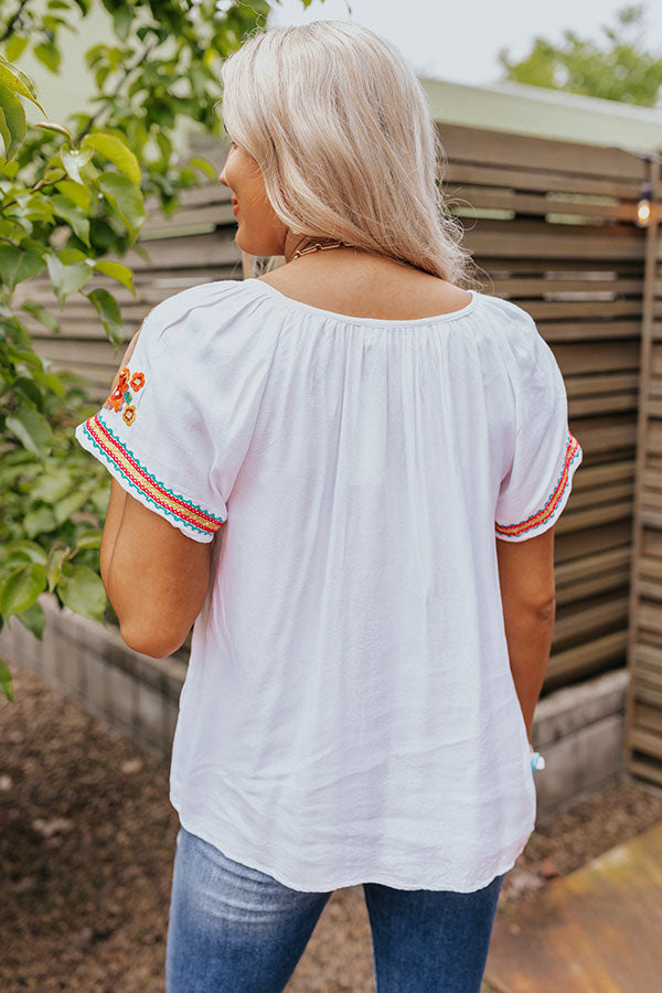 Pulled To Paradise Embroidered Top in Hot Pink