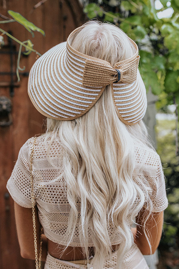 Seaside Style Raffia Visor In Tan