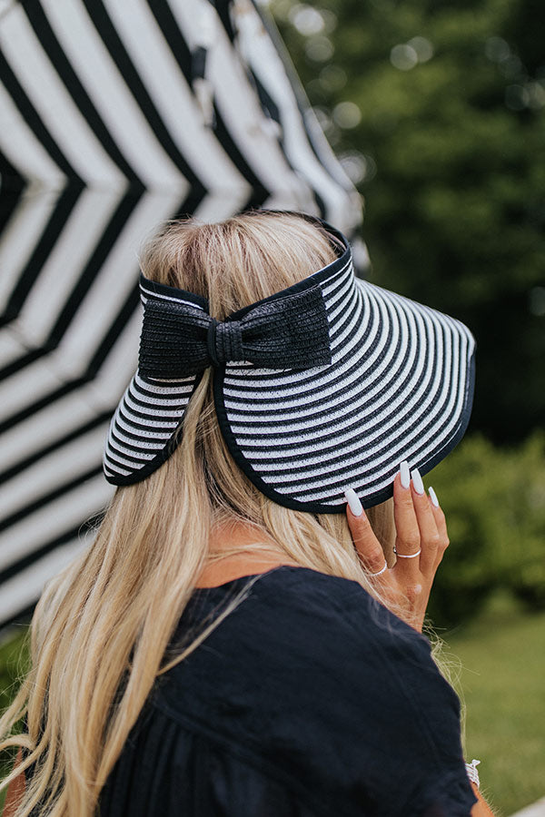 Seaside Style Raffia Visor In Black