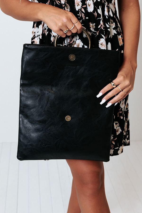 Chic Efforts Faux Leather Clutch In Black