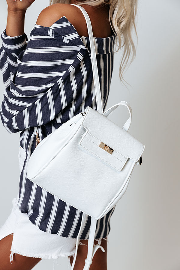 Travel Together Faux Leather Backpack In White