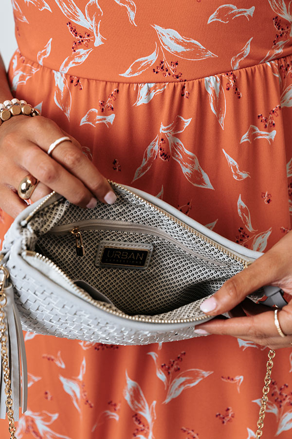 New Attention Woven Clutch In Grey