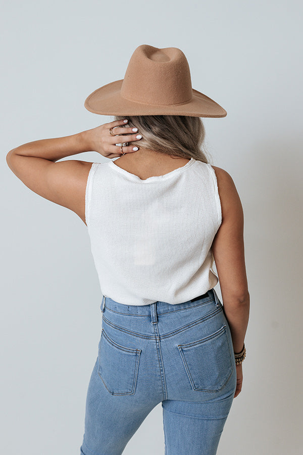 Windswept Wonderful Waffle Knit Bodysuit In White